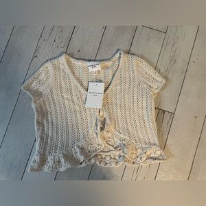 Cream Button Down Crochet Top 100% Cotton